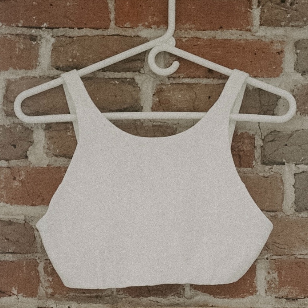 Free People High Neck Open Back Ribbed Sports Bra